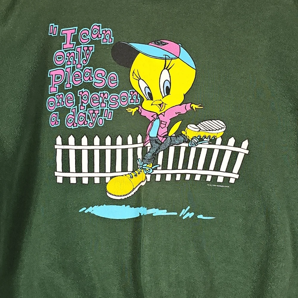 Vintage 1997 Looney Tunes Warner Brothers Tweety Bird XL Sweatshirt Unisex - Picture 3 of 13